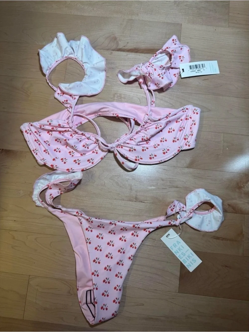 Frankie's Bikinis pink cherry bikinis set